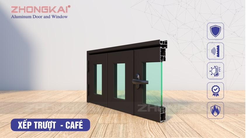 Thanh nhôm xếp trượt màu cafe